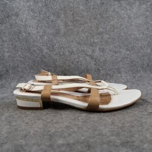 Sofft Shoes Womens 8 Dress Sandals Slingback Leather White Low Heel Buckle Strap